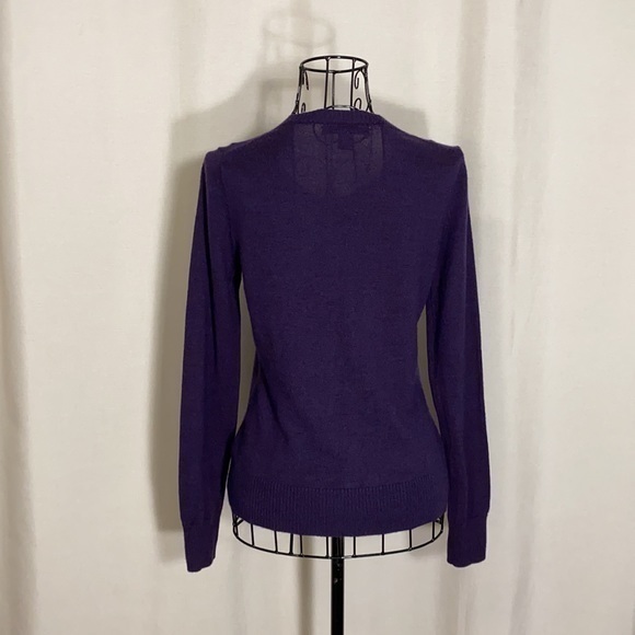 BANANA REPUBLIC Plum Extra Fine Merino Wool Cardigan - Picture 4 of 9